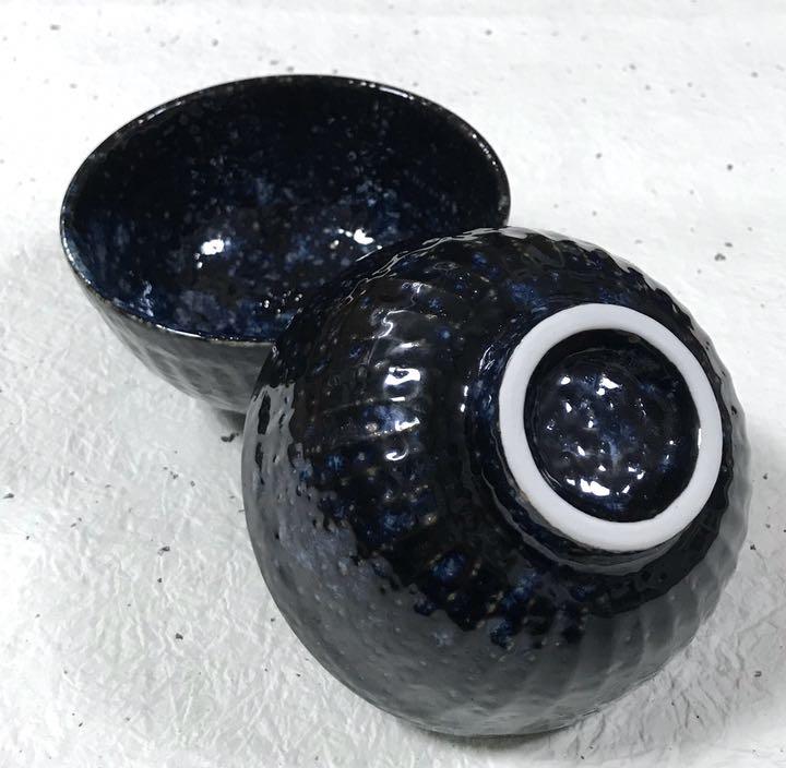 削ぎ茶碗蛍釉窯変ペア