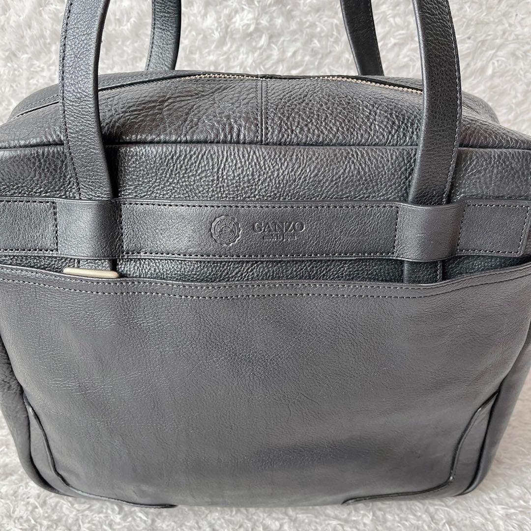 【美品】ガンゾ 7QS-H (ナナキューエス-エイチ)スクエアボストン 黒