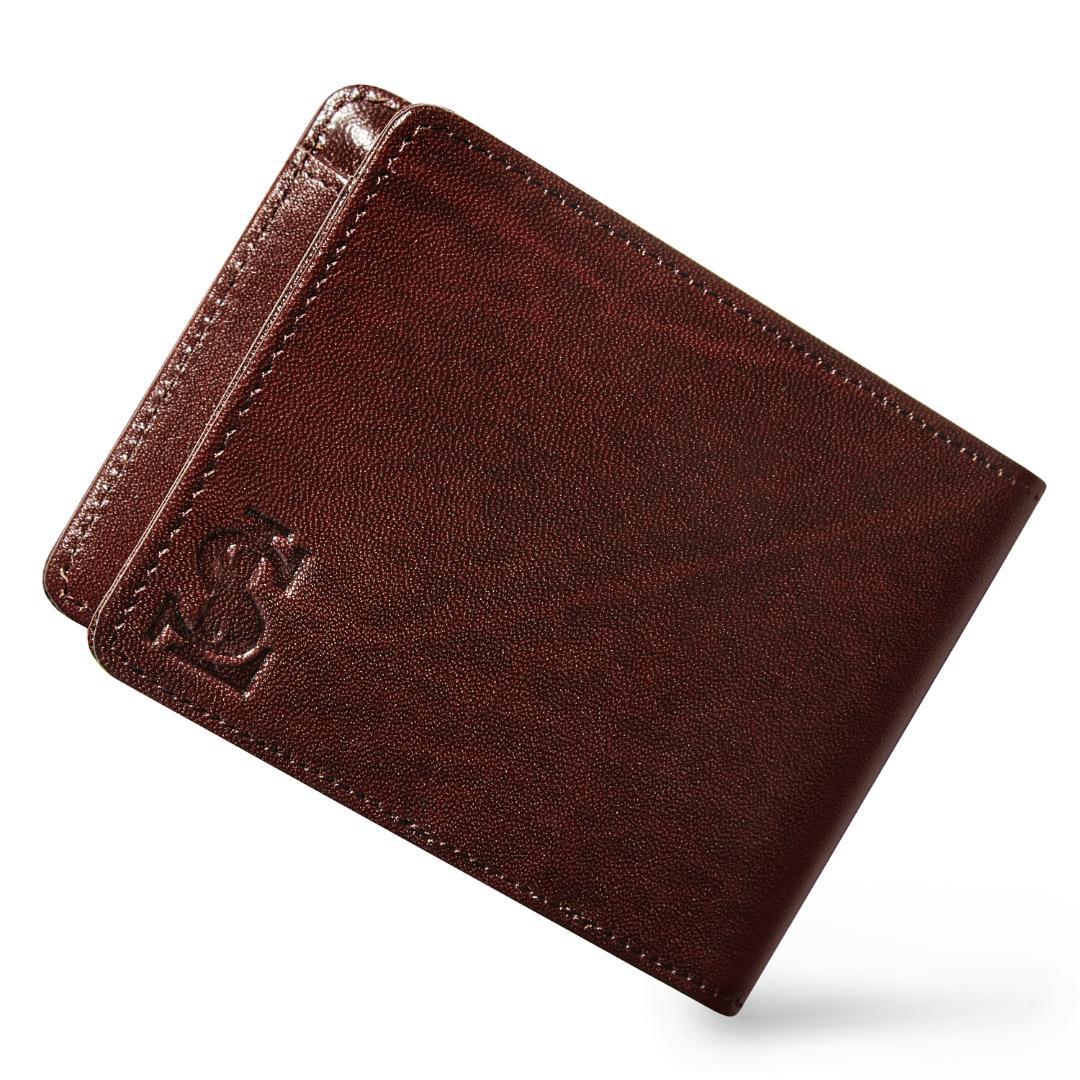 MONTBLANC 2つ折り レザーマネークリップ リザード ダークブラウン｜小物