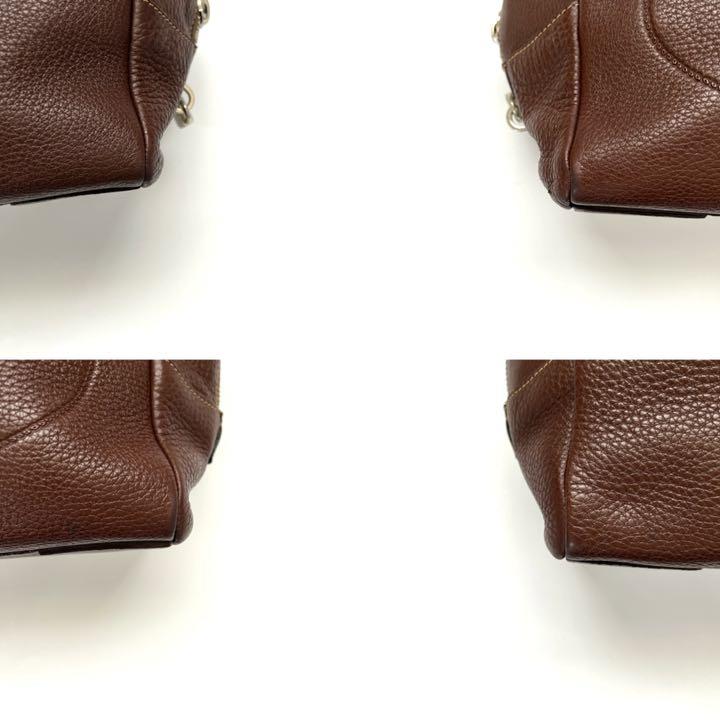として PRADA レザー ロゴ刻印 ラウンドファスナー 鞄 e1x3Y-m55407122396 プラダ トートバッグ 本革 ブラウン
