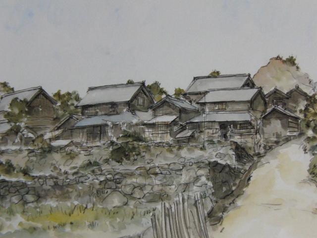 向井潤吉、【雀の村（三重県）】、希少な額装用画集画、新品高級額 額装付 向井潤吉、【雀の村（三重県）】、希少な額装用画集画、新品高級額