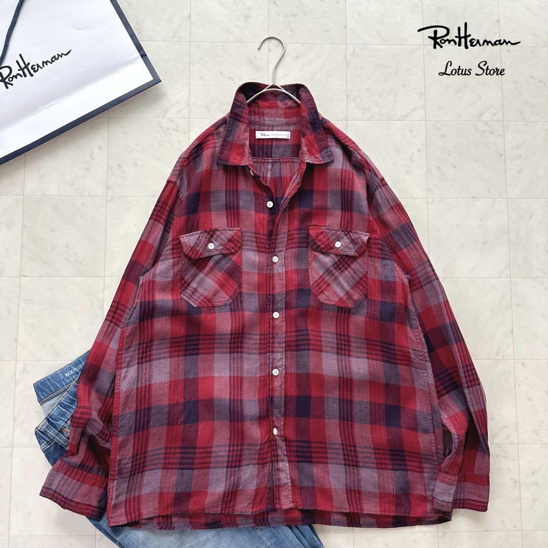 完売色 RonHerman(ロンハーマン)リネンチェックシャツ