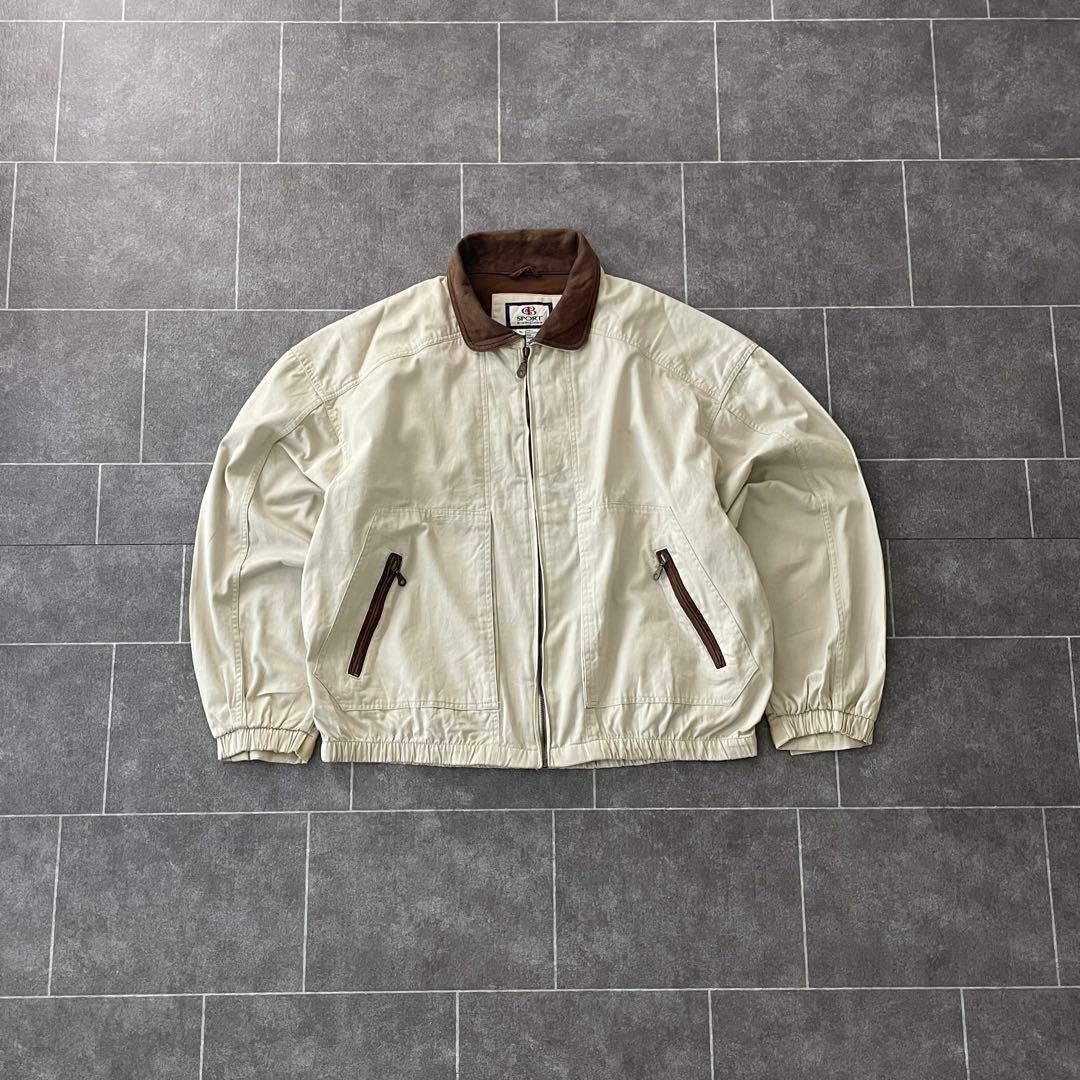 80-90's vintage 襟レザー ワークブルゾン XL