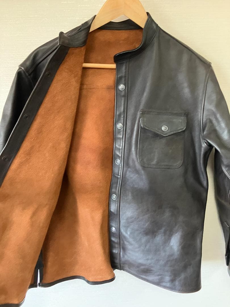MOTO レザーシャツ　ホースレザー　ブラック　馬革
