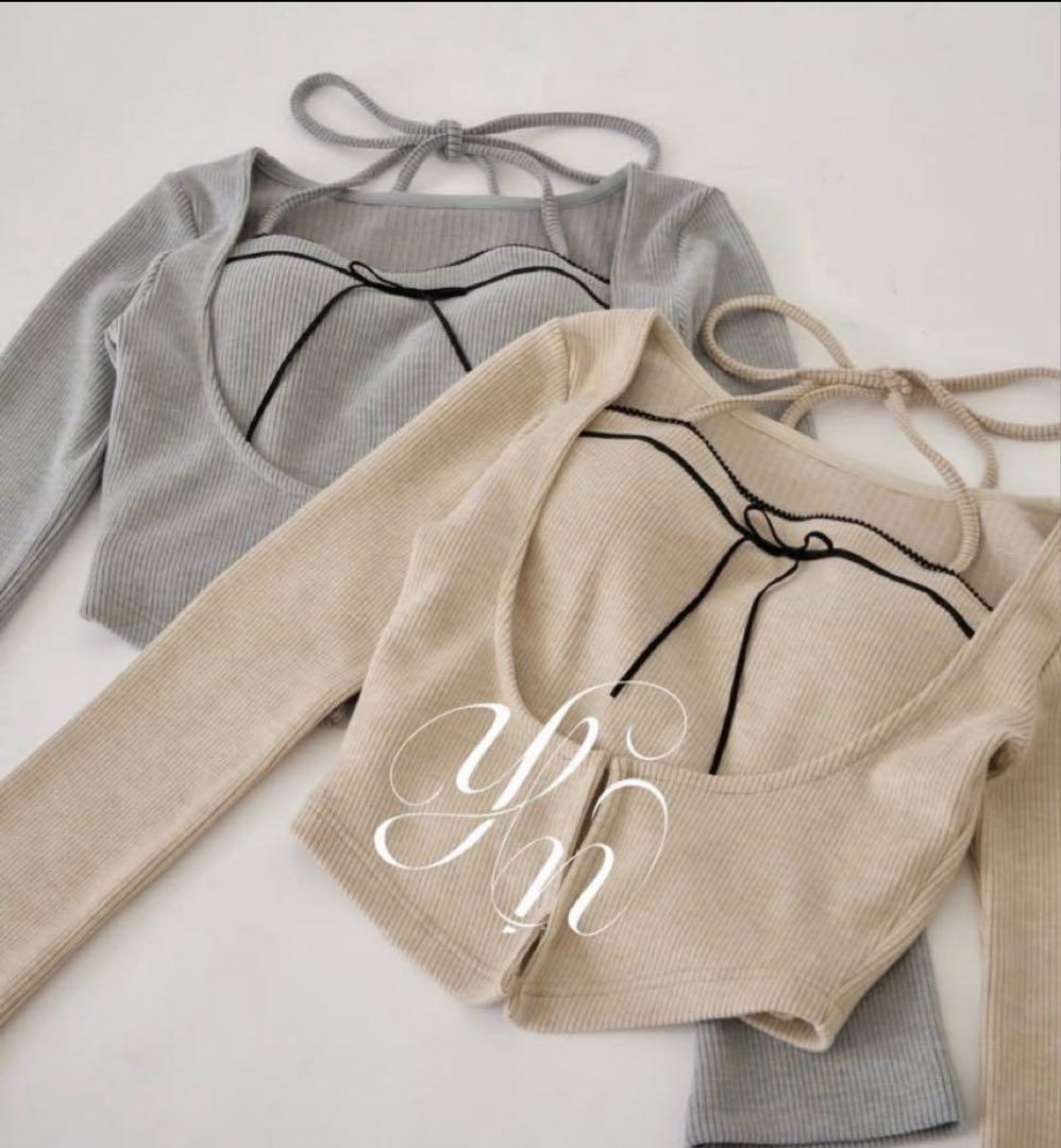 スーパーセール 半額 YILON Corset グレー tops layered design トップス