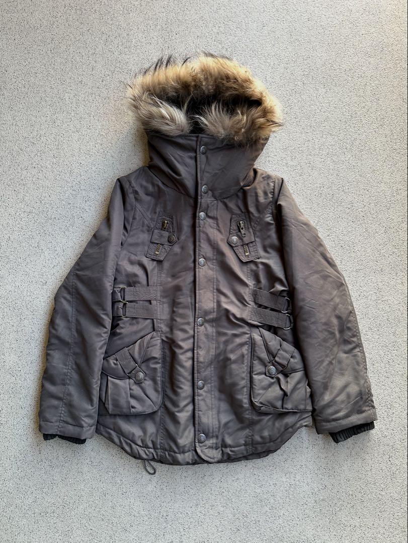 ジャケット・アウター fur hooded parachute jacket