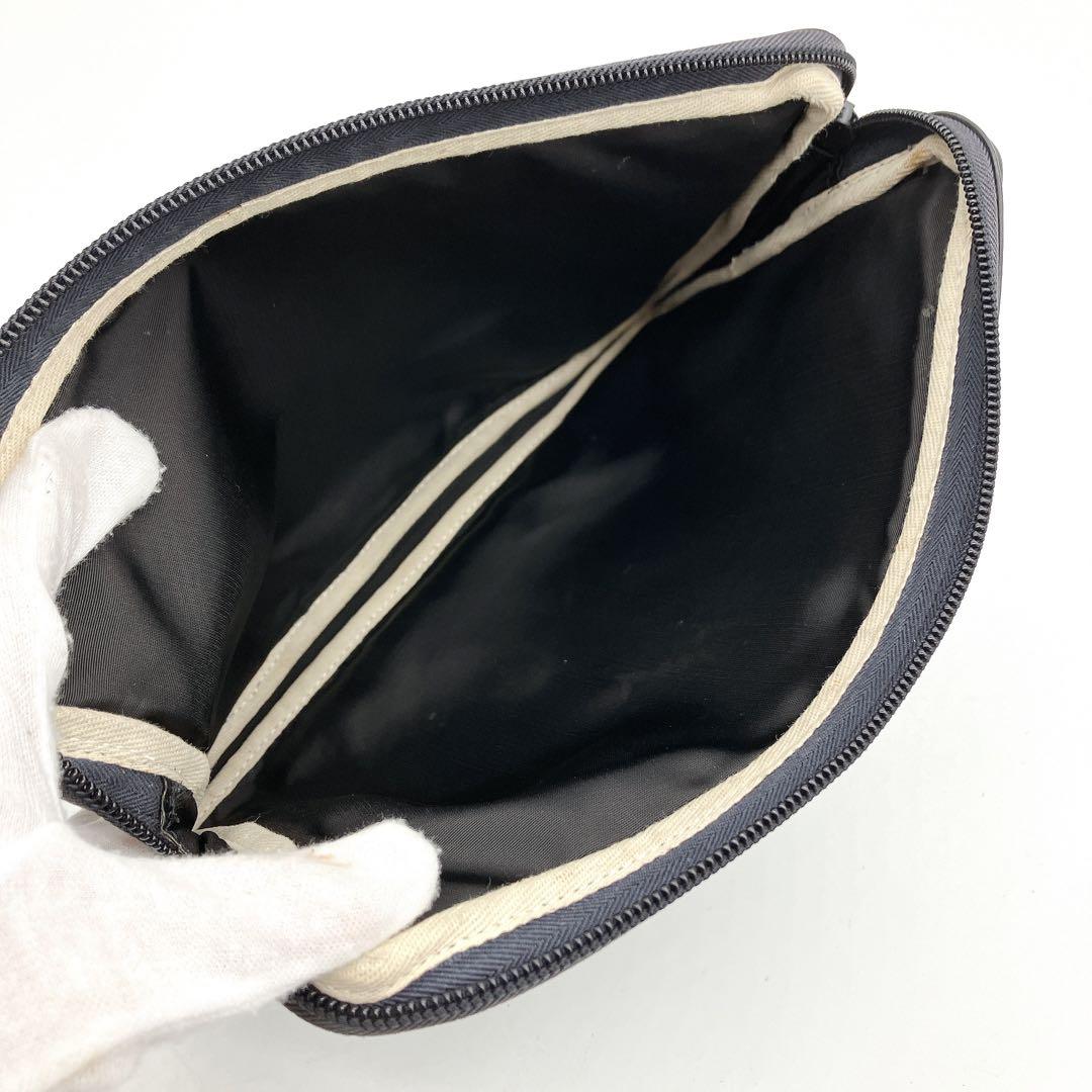 LOEWE 極美品□LOEWE ロエベ レザー Tポーチ リネン アナグラム