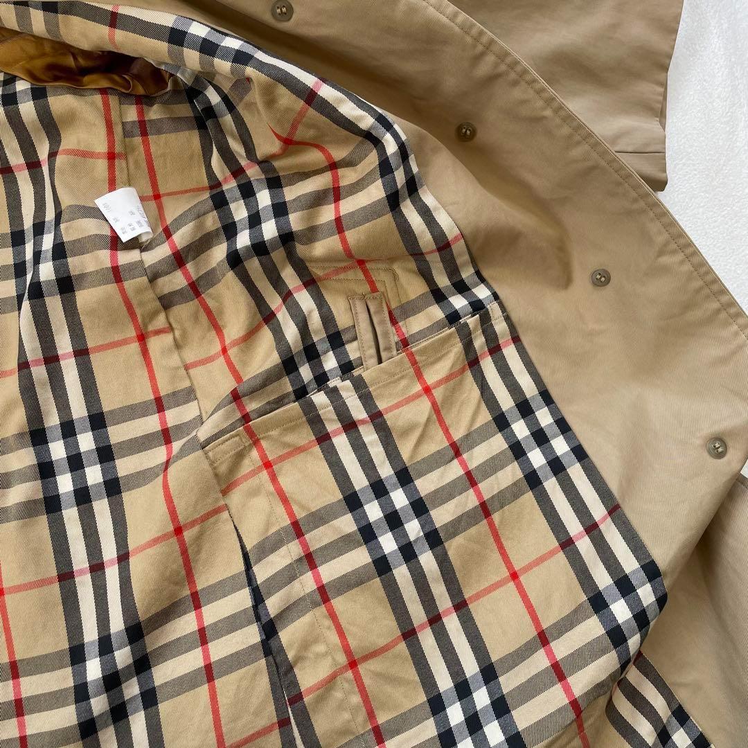 【美品】バーバリー ロング トレンチコート ノバチェック ベージュ 比翼 白タグ