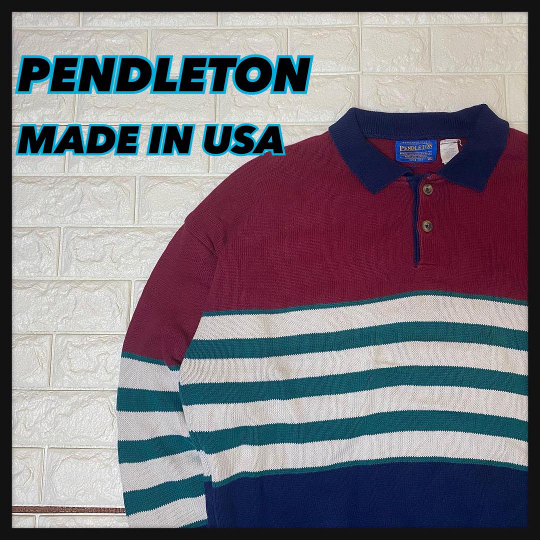 ⚫︎レトロ【USA製】ヘンリーネックペンドルトンPENDLETONコットンセーター