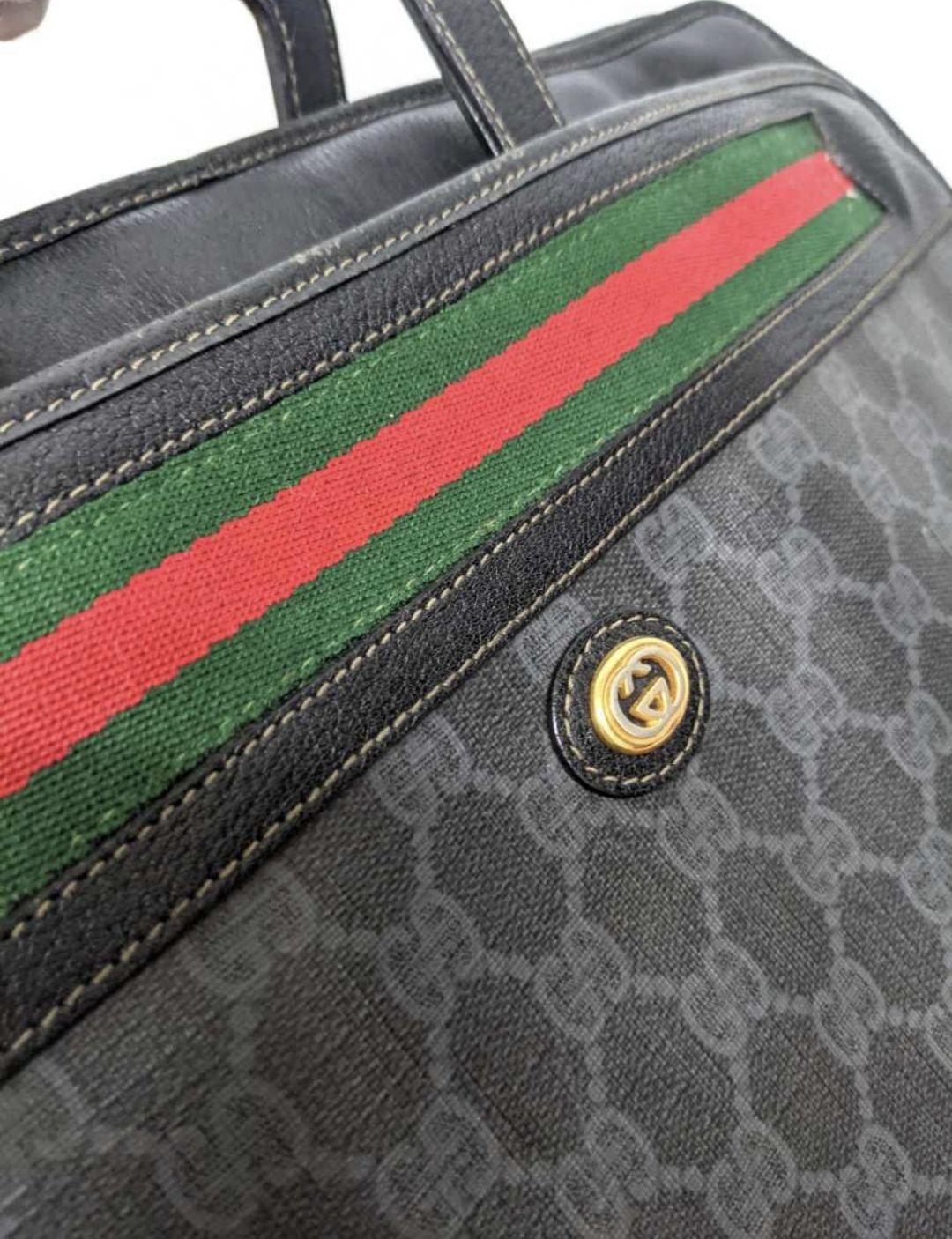 インがお 良品 ビンテージハンドバッグ ブリーフ 黒 sVZJ8-m55430069933 レア Gucci シェリーライン ✔カテゴリー