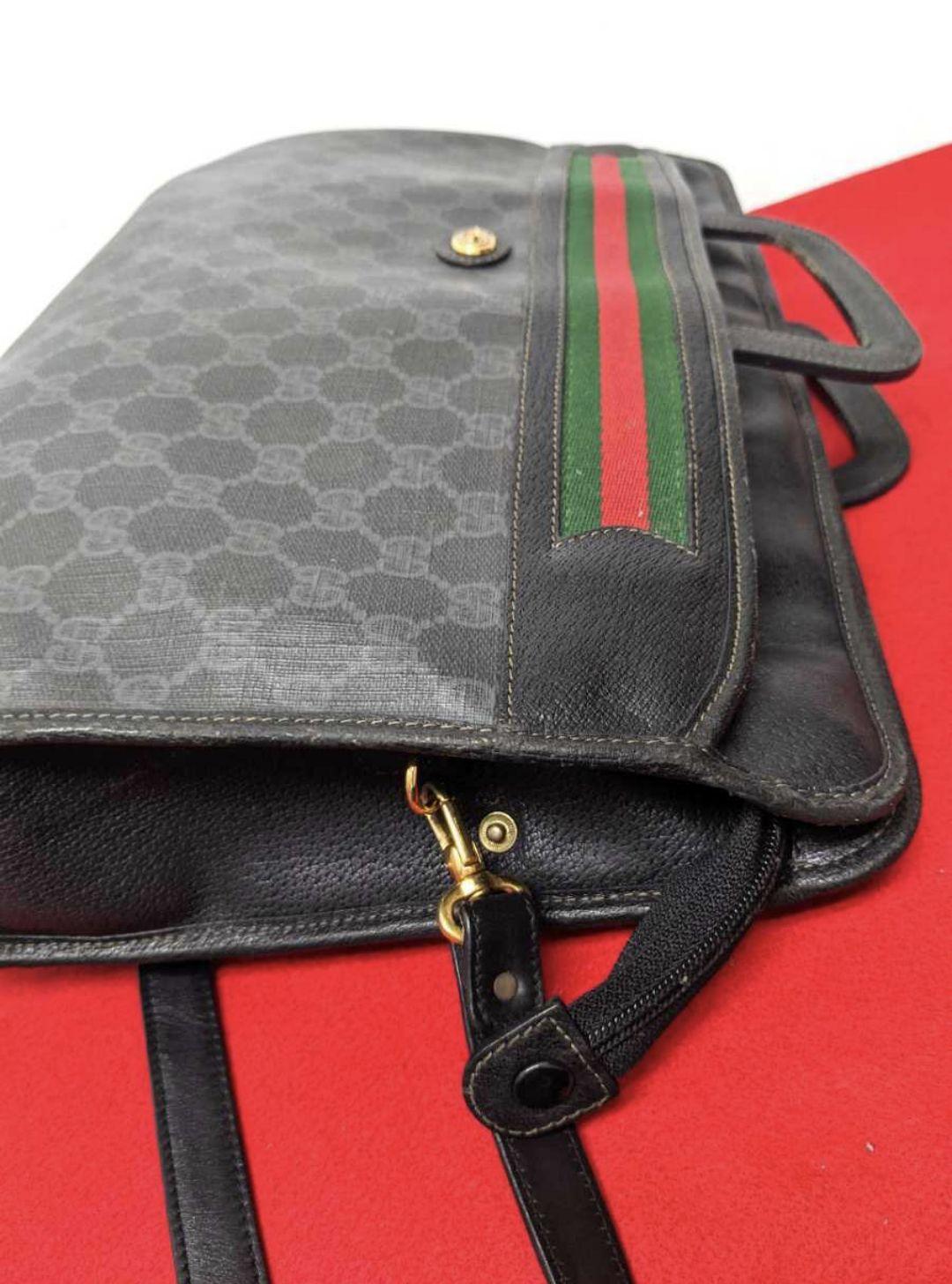 インがお 良品 ビンテージハンドバッグ ブリーフ 黒 sVZJ8-m55430069933 レア Gucci シェリーライン ✔カテゴリー