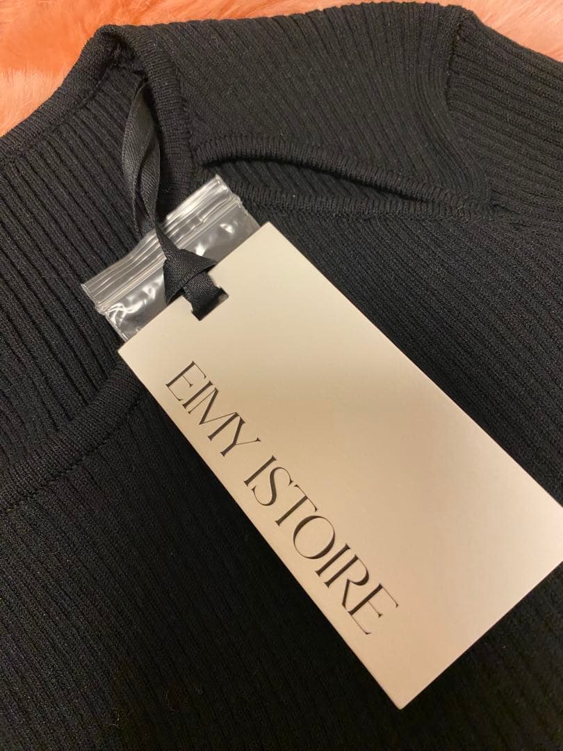 新品タグ付きeimy istoireリブニットフレアワンピース黒M38 新品タグ付きeimy istoireリブニットフレアワンピース黒M38