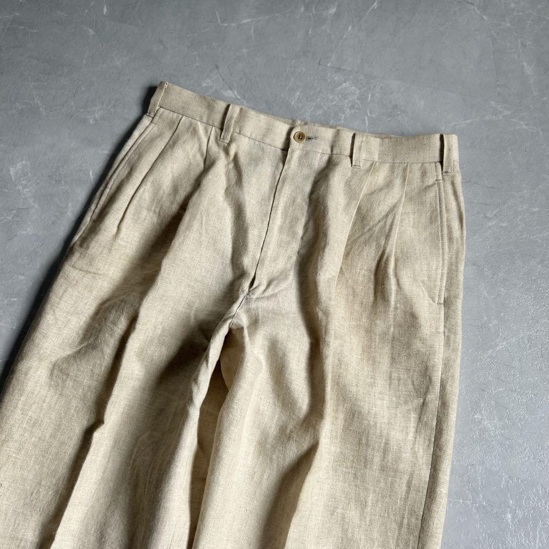 90s vintage リネン ツータックスラックス cityboy 古着 麻