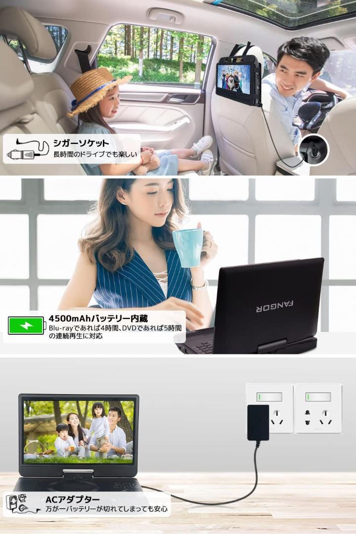 新品❤️FANGOR ポータブルブルーレイプレーヤー 10.1インチ 回転式画面