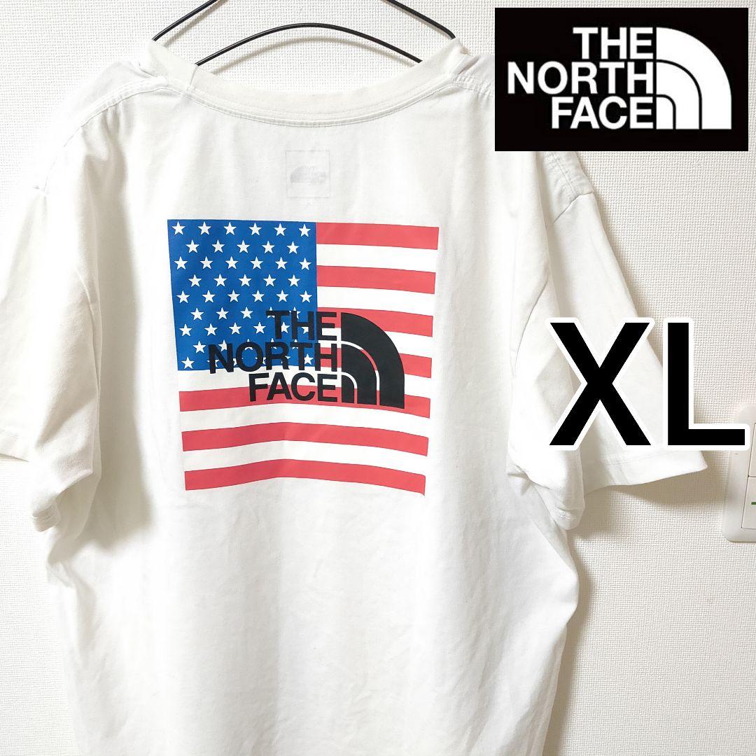 ギフト】 ザ ノースフェイス バックプリント星条旗 白 カットソー 半袖