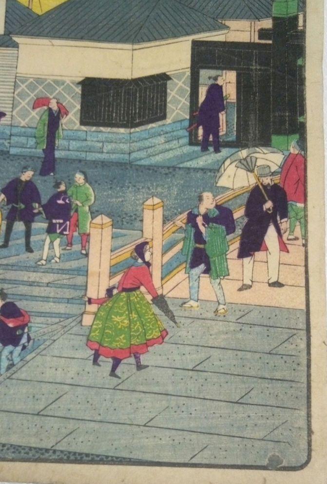 浮世絵、東京名所圖會(鉄砲洲明石橋）三代広重画