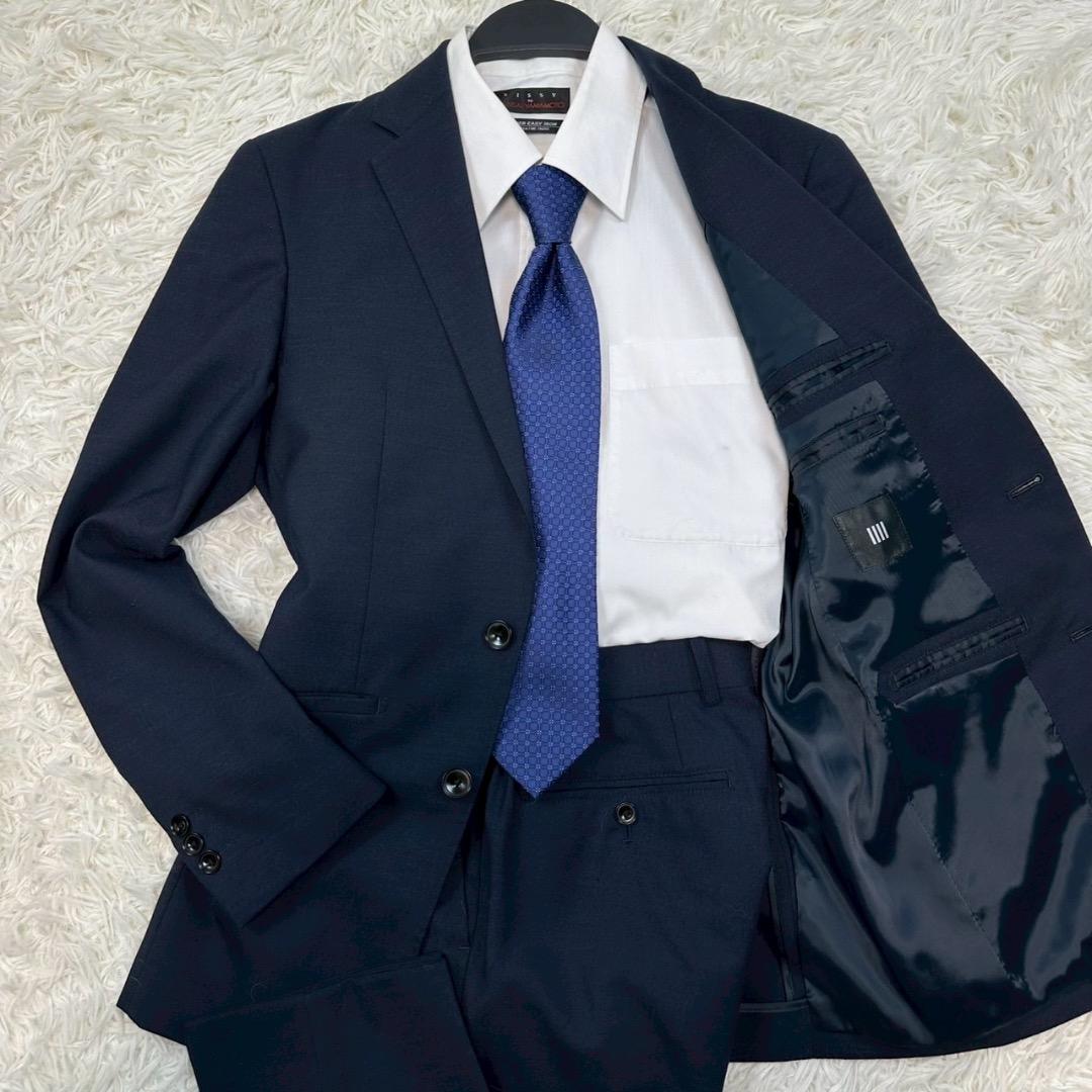 極美品✨ スーツセレクト 洗える 4S ビジネススーツ ダークネイビー S相当