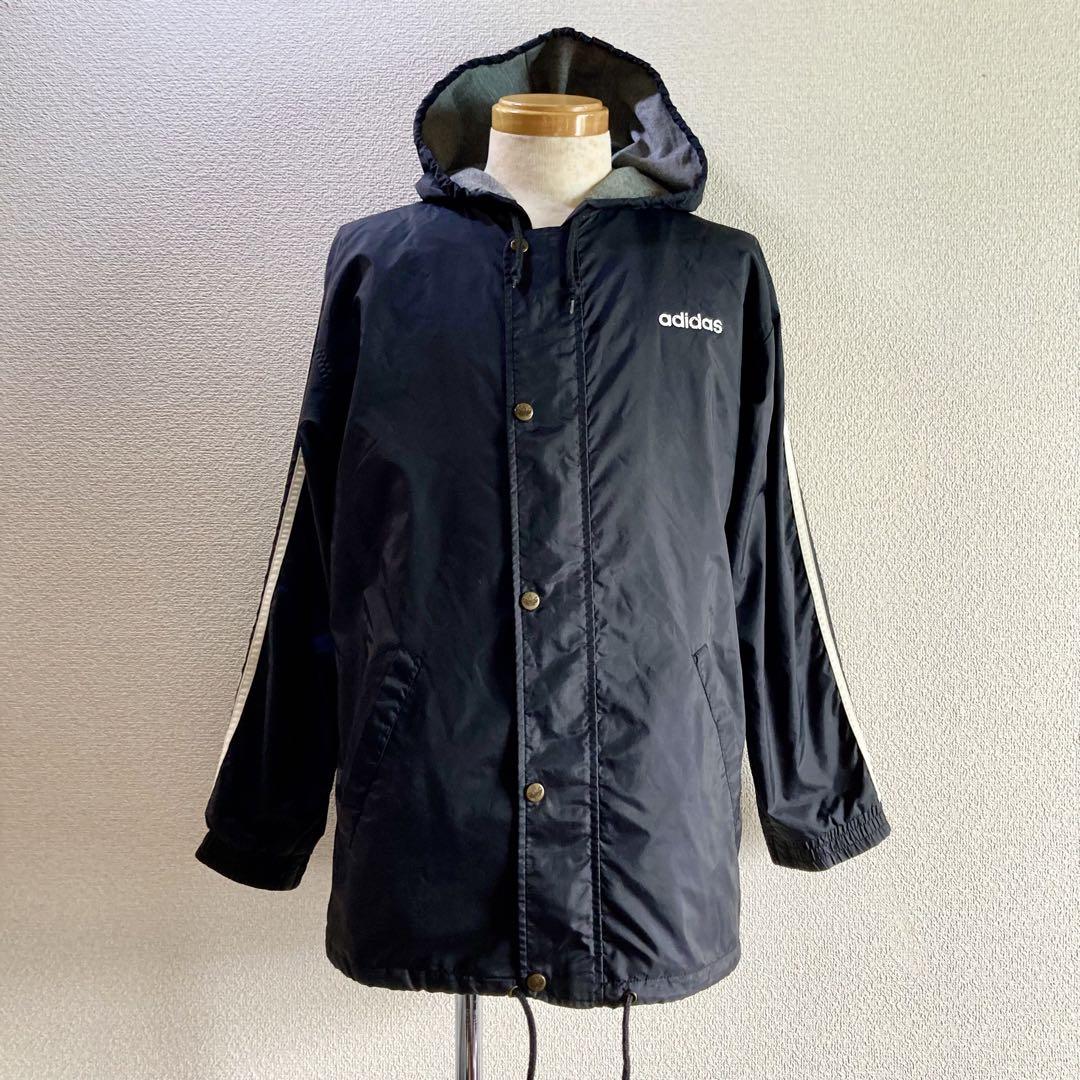 希少 90s アディダス コーチジャケット 黒 ブラック系 L トレフォイル