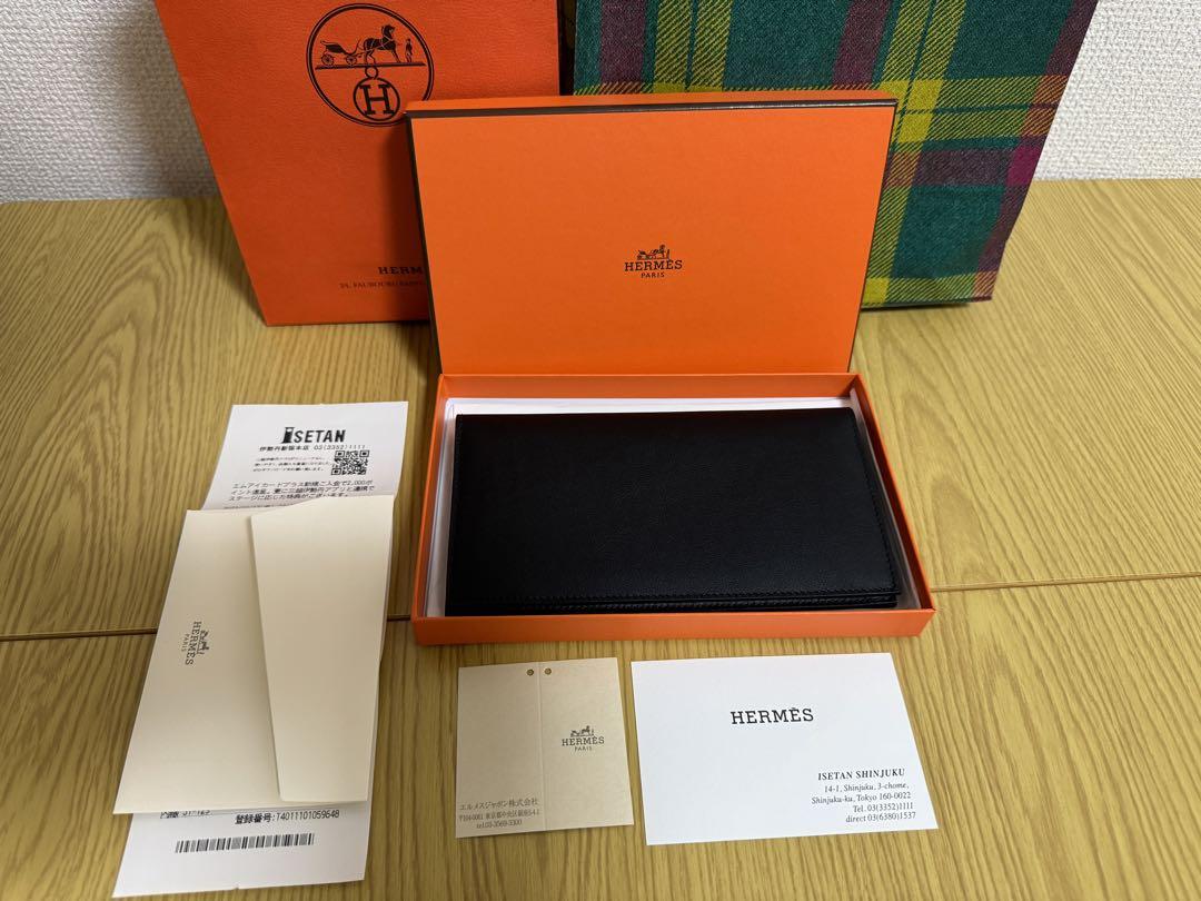 【新品】HERMES エルメス 長財布 シチズンツイル ロング 黒 ブラック
