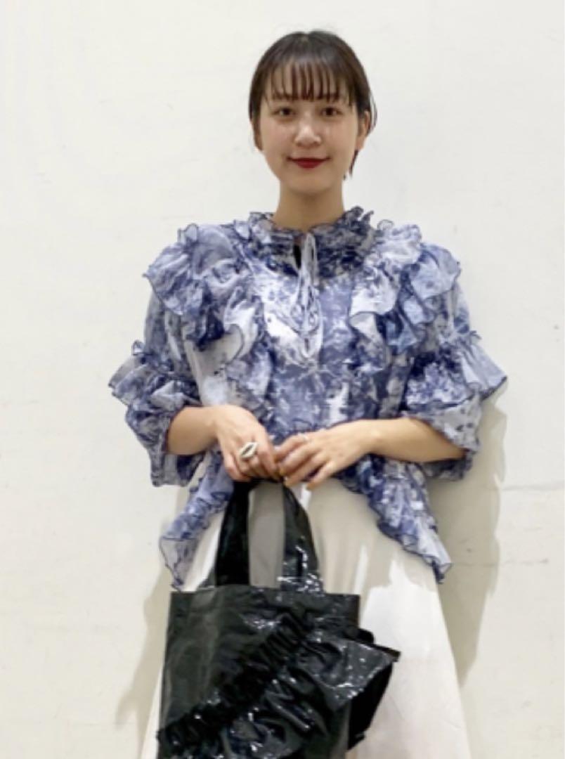 【GHOSPELL】Wavey Tie Dye Ruffle Top