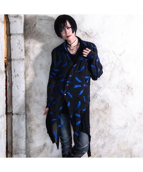 【CIVARIZE】総柄フェザー刺繍ドルマンシフォンシャツ