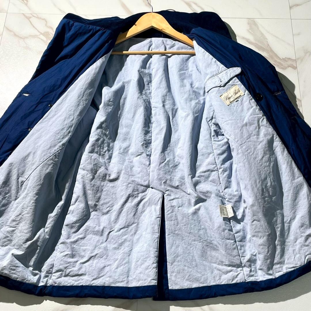 希少 haversack インディゴ ショールカラーコート ブルー ベルト付き