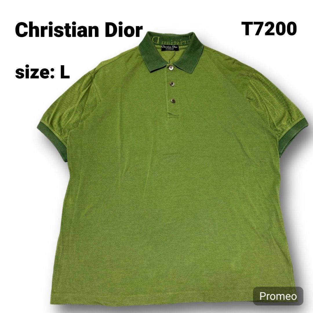 しづく　新品　Christian Dior  半袖　ポロシャツ　Ｌサイズ 即購入OK】Christian Dior 半袖ポロシャツ サイズL グリーン