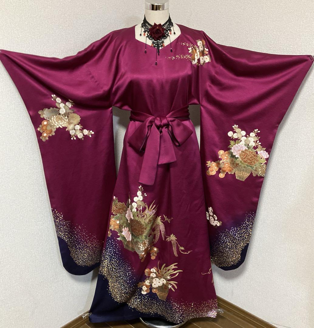 着物リメイク 振袖ワンピース
