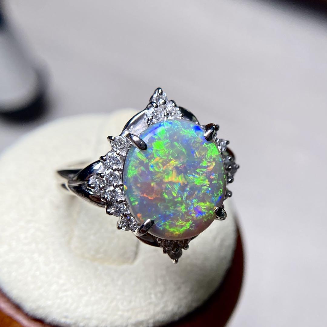 専用です　天然ブラックオパール2.69ct D0.31ct指輪　リング 鑑別書