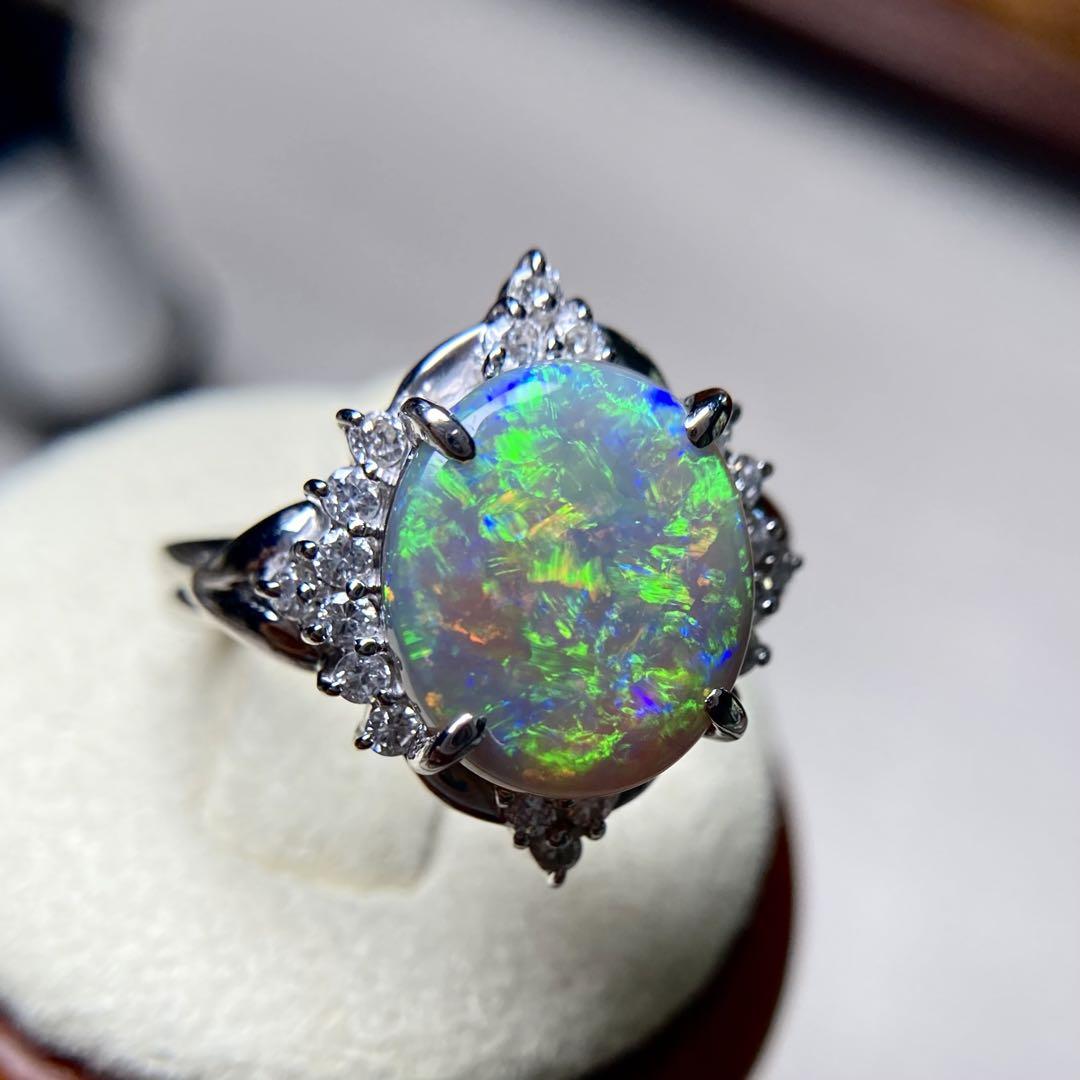 専用です　天然ブラックオパール2.69ct D0.31ct指輪　リング 鑑別書