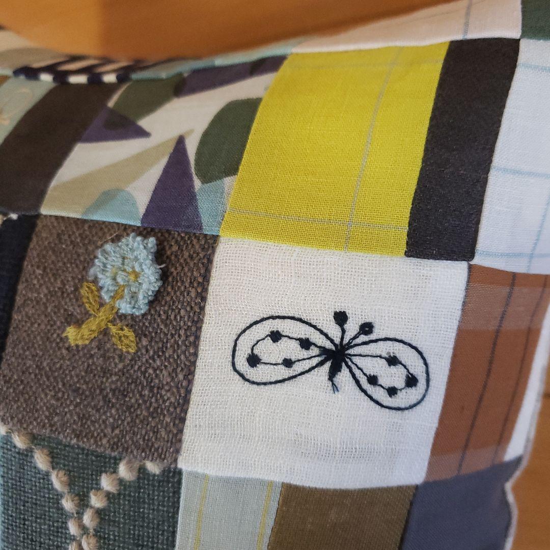ミナペルホネン　ハンドメイドクッションカバー★metsa yellow パッチ クッションカバー45×45cm/三島家具オリジナル/イエロー｜三島