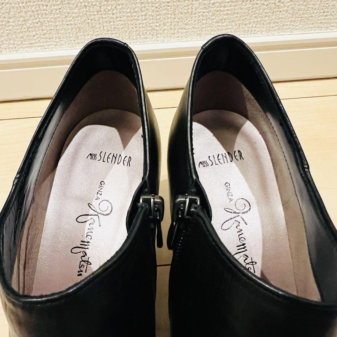 未使用に近い】銀座かねまつ ブーティ ショートブーツ レザー