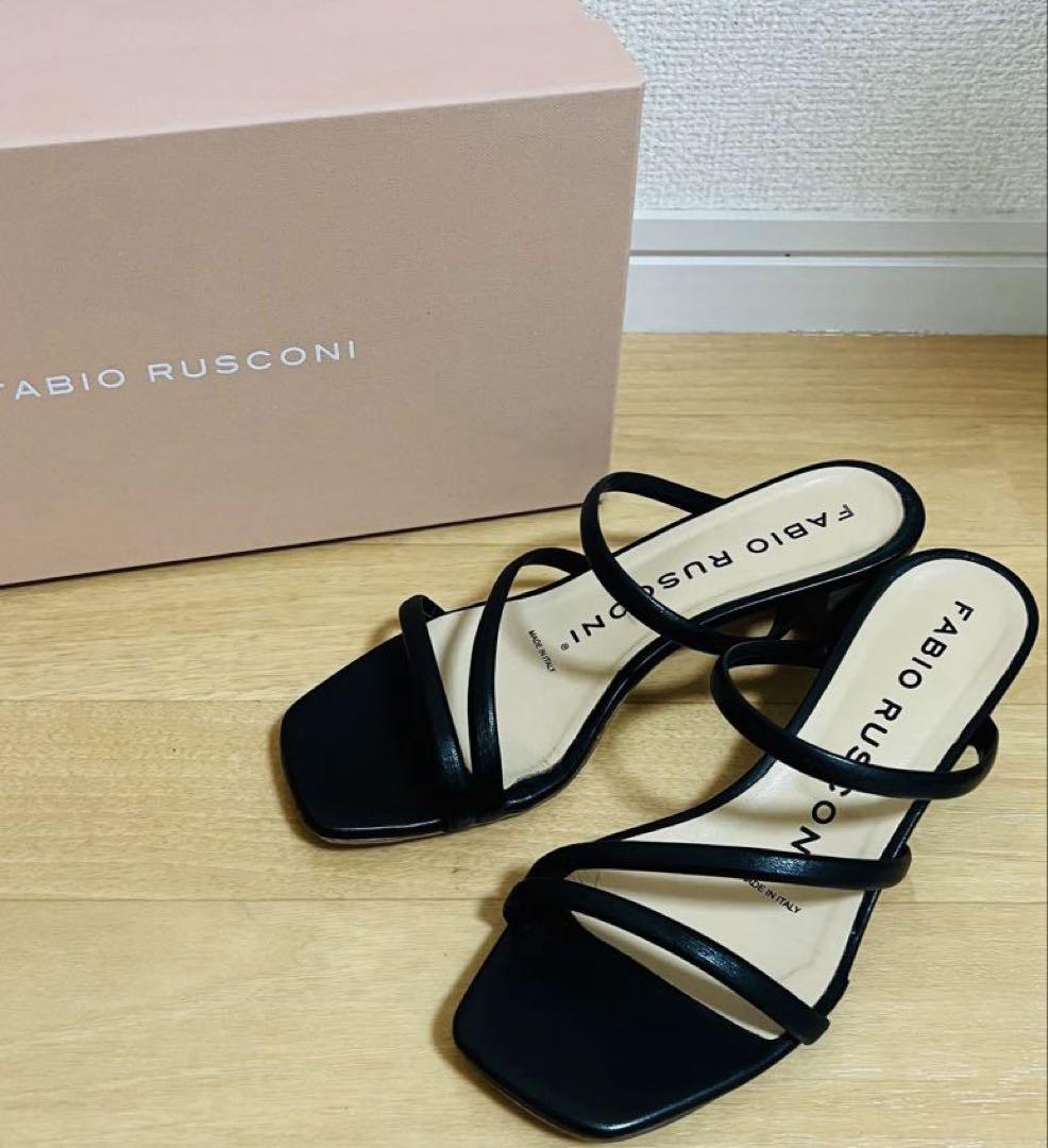 FABIO RUSCONI ブラックストラップサンダル 35