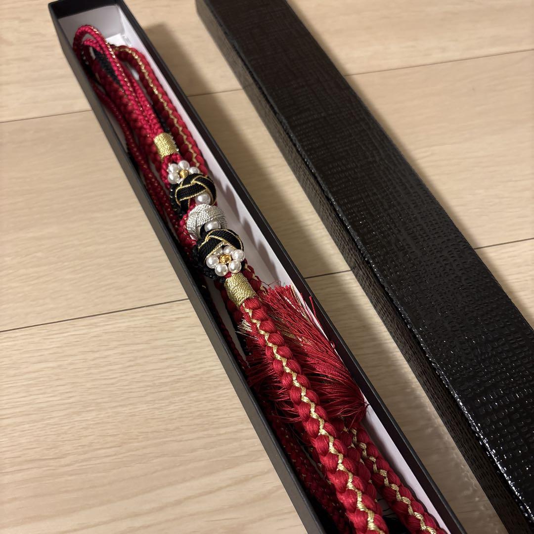 【美品】成人式 振袖 帯締め 赤色