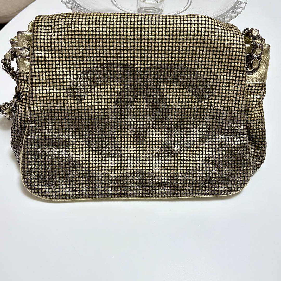 極稀少☆ビッグCHANELロゴが可愛いゴールドショルダー バンドバッグ