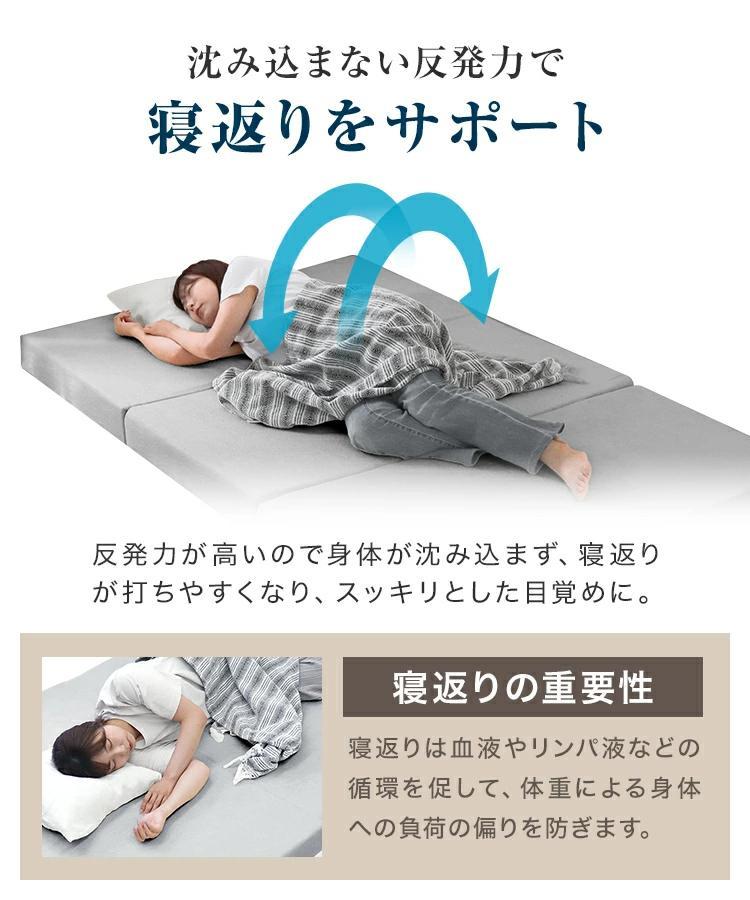 マットレス 折りたたみ 高反発 三つ折り 厚み 10cm 190N ダブル
