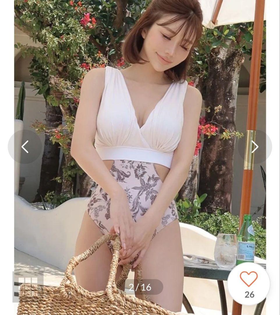 Vネックカットアウトハイウエスト水着 MサイズM eimy istoire