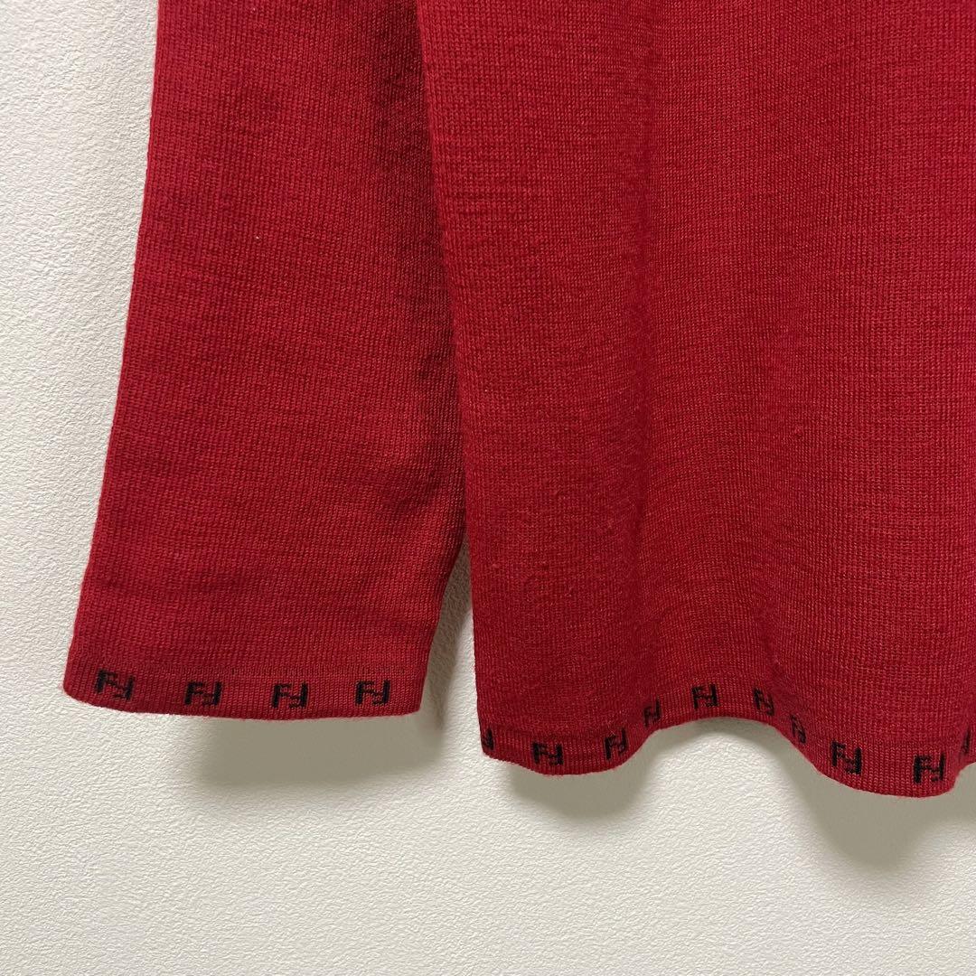 FENDI フェンディ ロゴ アーガイル ニット ボルドー 美品