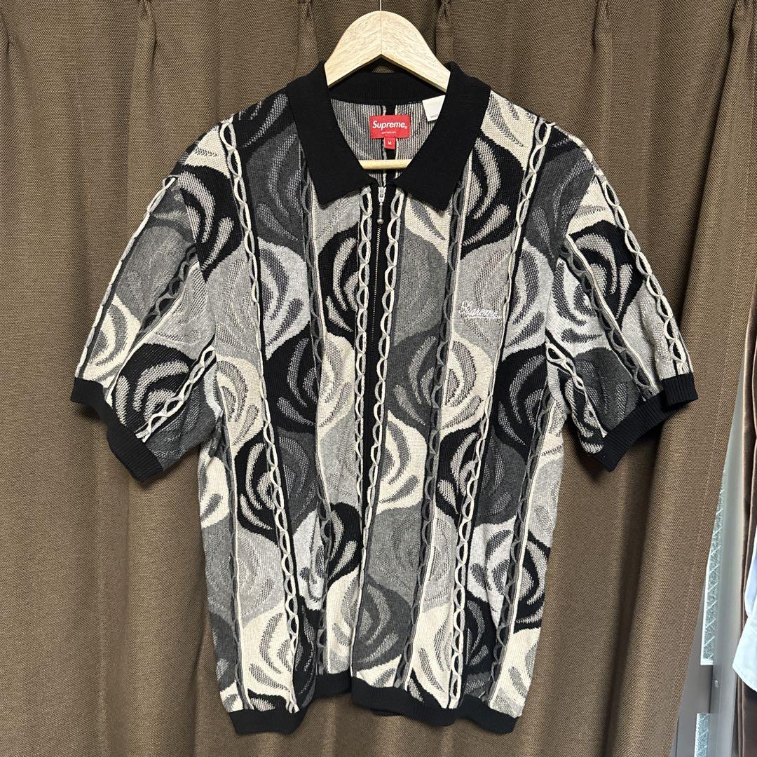 トップス Supreme Abstract Textured Zip Up Polo