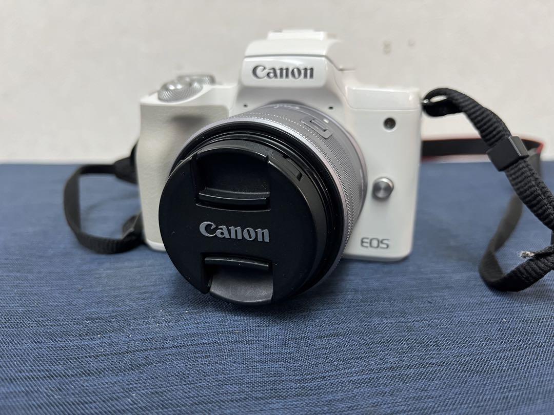 【美品】 CANON EOS Kiss Mミラーレス ホワイト SBカード付