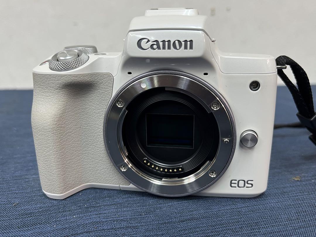 【美品】 CANON EOS Kiss Mミラーレス ホワイト SBカード付