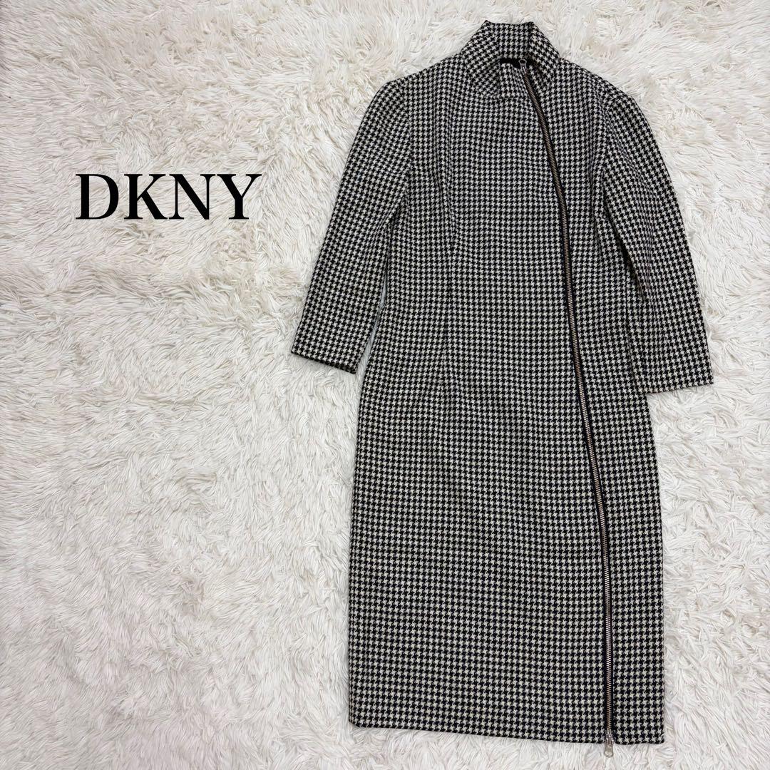 DKNY セミロング ワンピース 千鳥柄