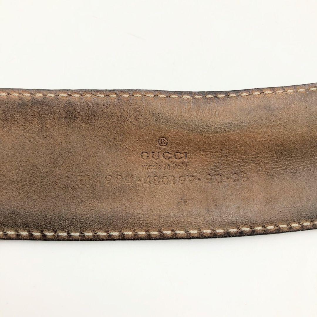 美品☆GUCCI　インターロッキング　GG　メンズ　　ベルト　キャンバス　レザー