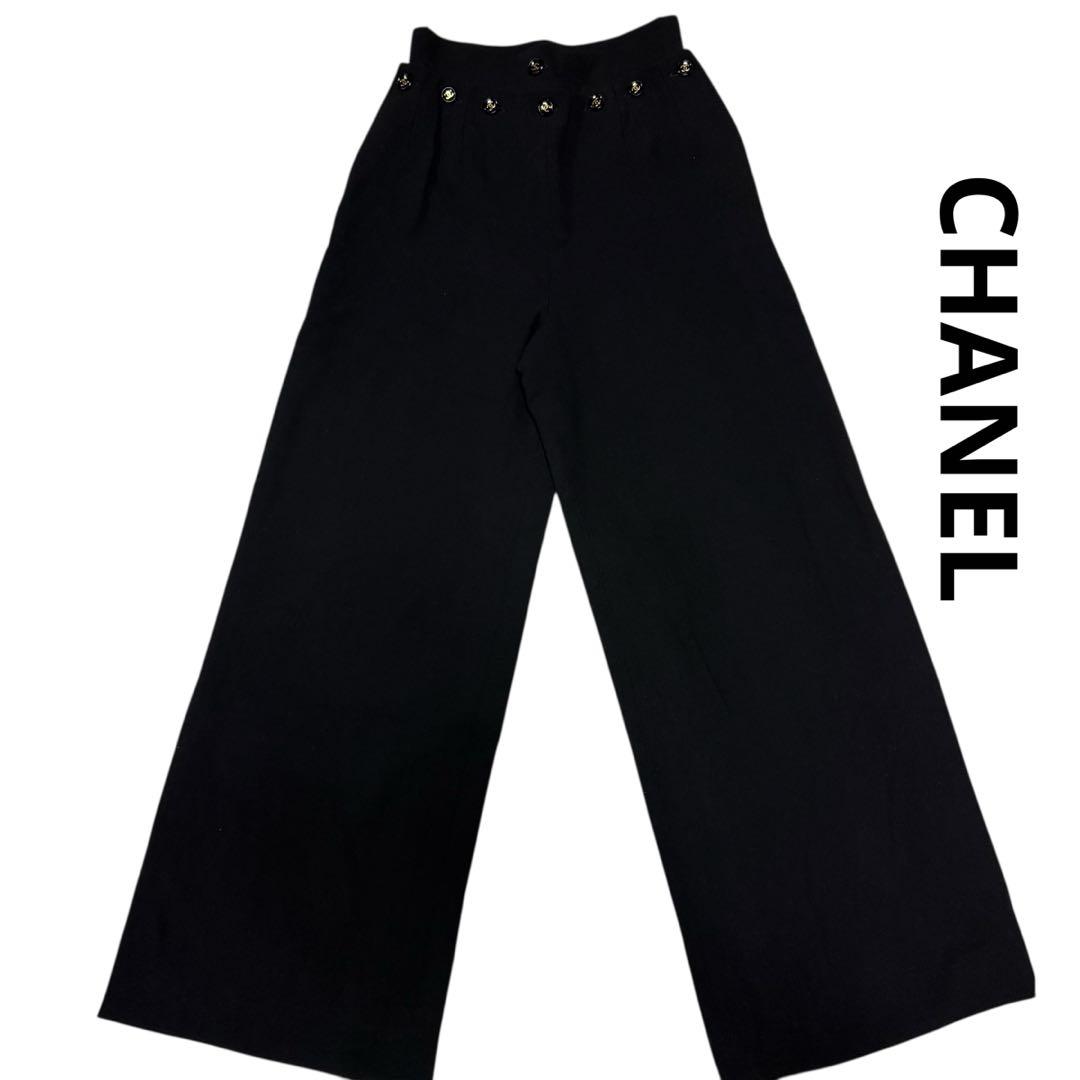 ★極美品★CHANEL★シャネル★パンツ★ブラック★シルク100%★ココマーク★