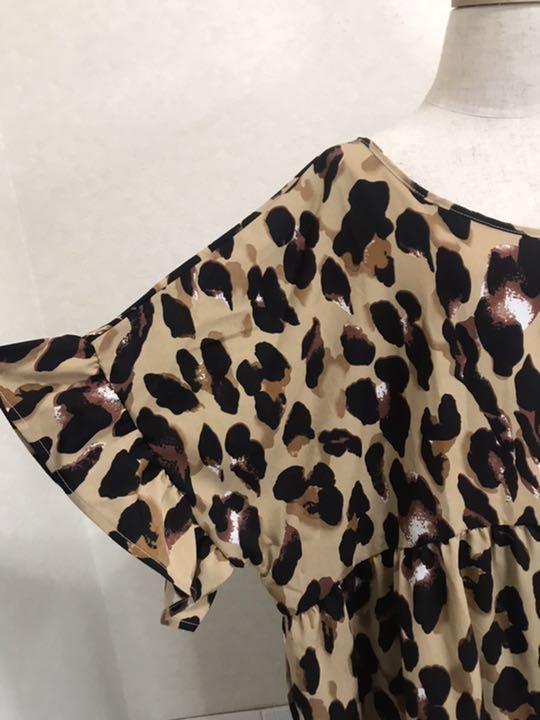 ブラウン系,3XL(4L)殿堂Saori様✿*゜4L”レオパード お袖フリル ブラウン系,3XL(4L)殿堂Saori様✿*゜4L”レオパード お袖フリル