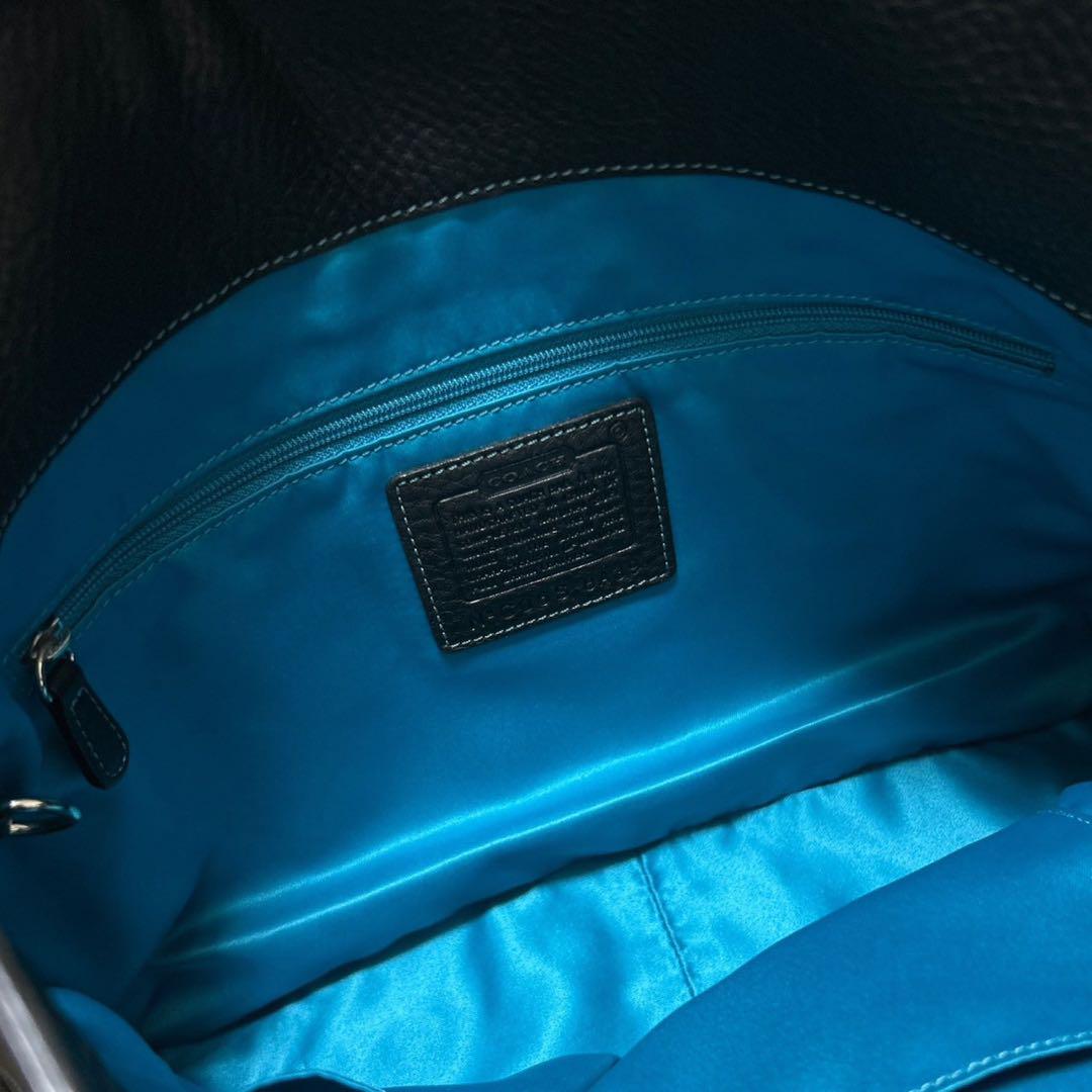 B835/COACH コーチ バッグ ブラック レザー 8A39 - メルカリ