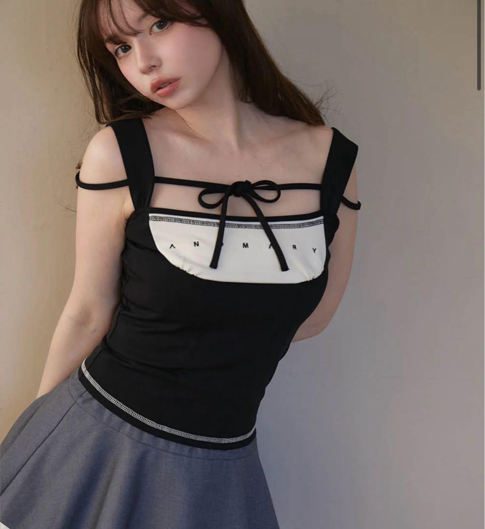 andmary Luca stitch tops black アンドマリー