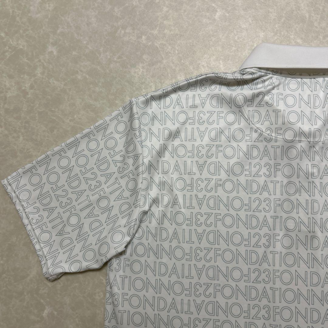 23フォンダシオン★ロゴ総柄★薄手ストレッチ★ポロシャツ【メンズ サイズL】