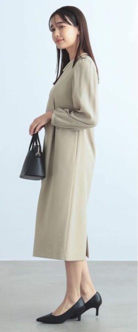 【美品】B:MING by BEAMS ウエストタック ワンピース ベージュ S