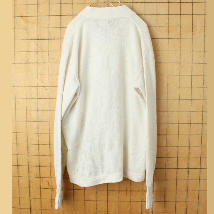 本店は 60s70s SANDKNITレタードカーディガンホワイトMLワッペン aw34 トップス